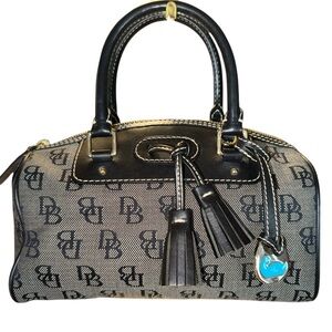 Vintage Dooney & Bourke Satchel  Black & Grey Logo NO STRAP Excellent Condition